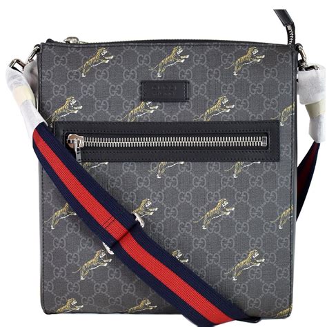 gucci supreme tiger messenger bag|Gucci flat Messenger bag.